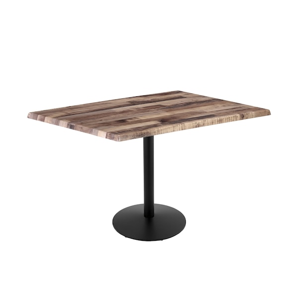 36" Tall OD214 Black Table Base 22" Diameter Foot 30" x 48" Rustic Top by the HollBar Stool Co.